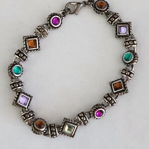 Multicolor Gemstone Silver-Plate Bracelet - Women's Jewelry